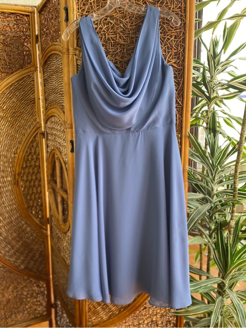 JJ’S House Women's Draped Neck Blue Dress New Without Tags.